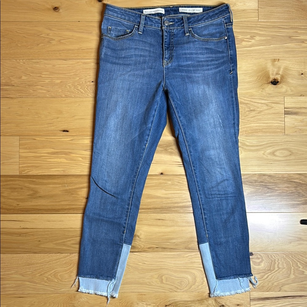 Pilcro and the Letterpress Script Two Tone Cropped Jeans | Size 30 Petite